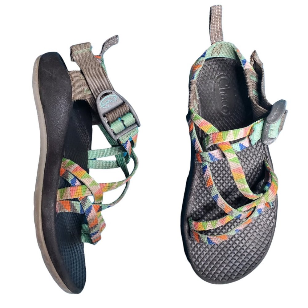 Chaco Kids Multicolor Strappy Sandals - Green, Orange, Blue